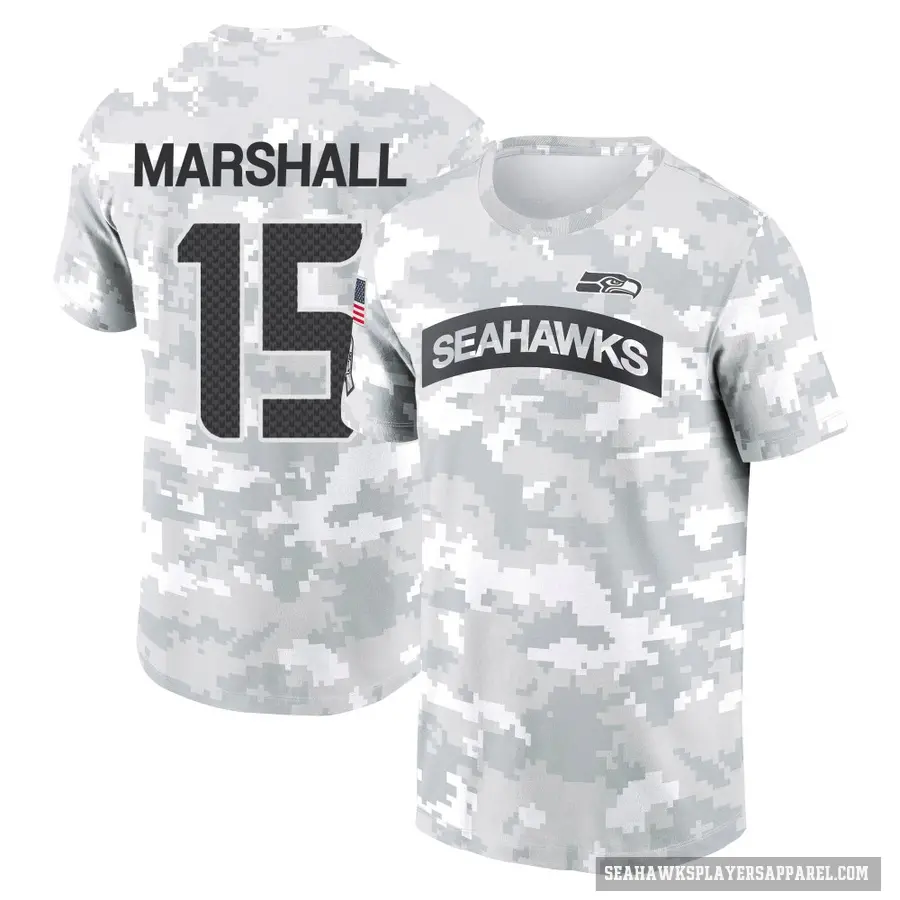 Youth ＃15 Brandon Marshall Seattle Seahawks Camo Arctic 2024 Salute to Service Performance T-Shirt
