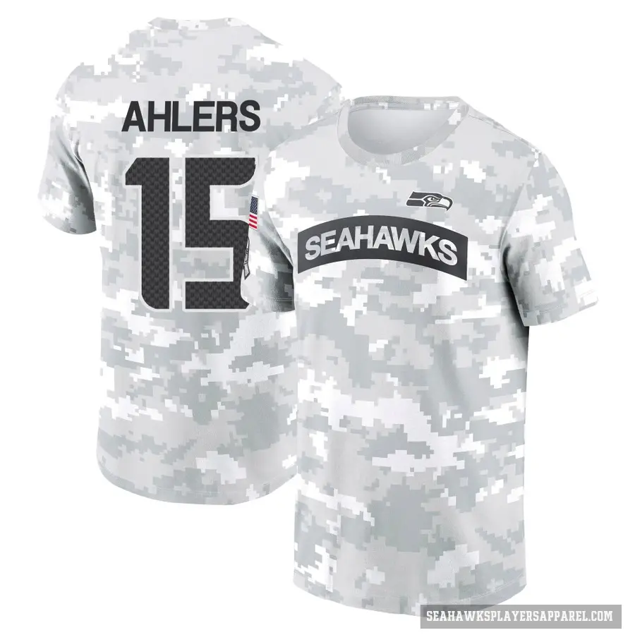 Youth ＃15 Holton Ahlers Seattle Seahawks Camo Arctic 2024 Salute to Service Performance T-Shirt