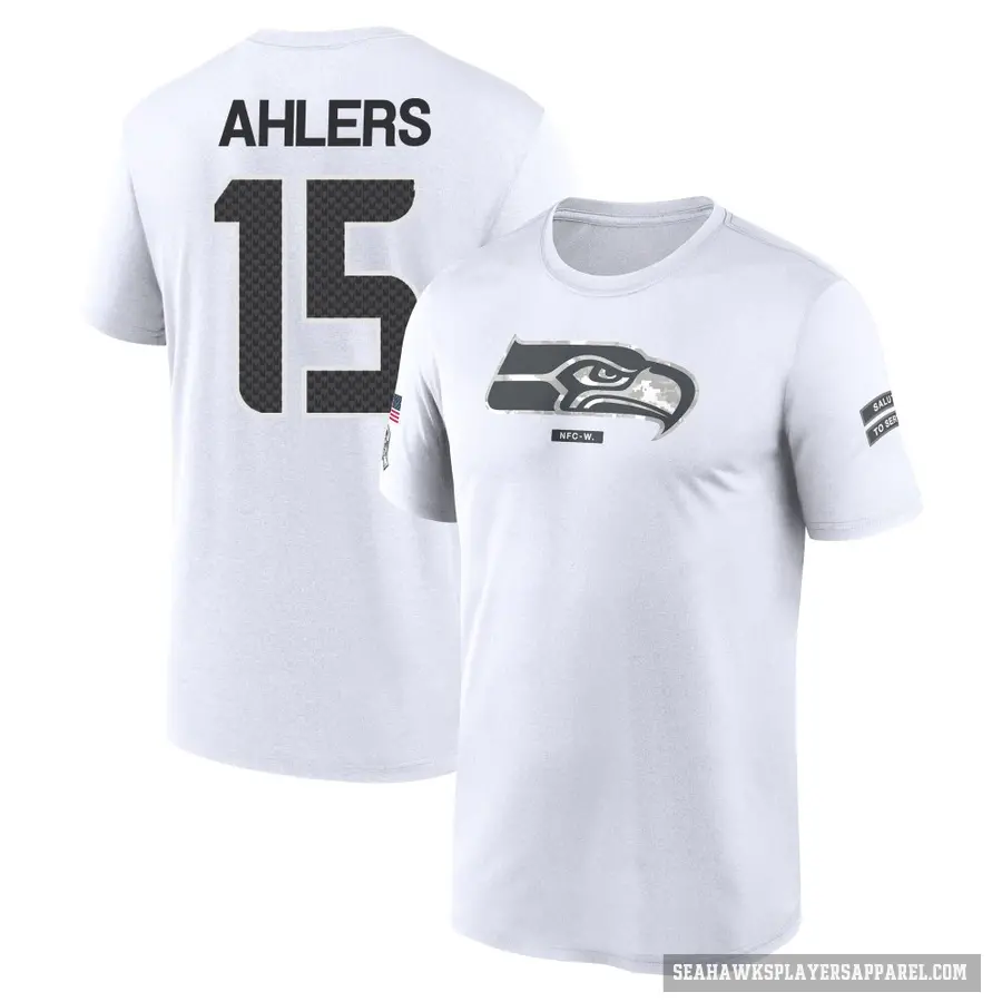 Youth ＃15 Holton Ahlers Seattle Seahawks White 2024 Salute to Service Performance T-Shirt