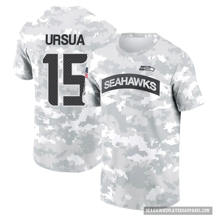 Youth ＃15 John Ursua Seattle Seahawks Camo Arctic 2024 Salute to Service Performance T-Shirt