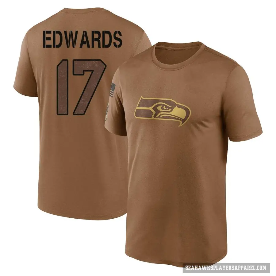 Youth ＃17 Braylon Edwards Seattle Seahawks Brown 2023 Salute To Service Performance T-Shirt