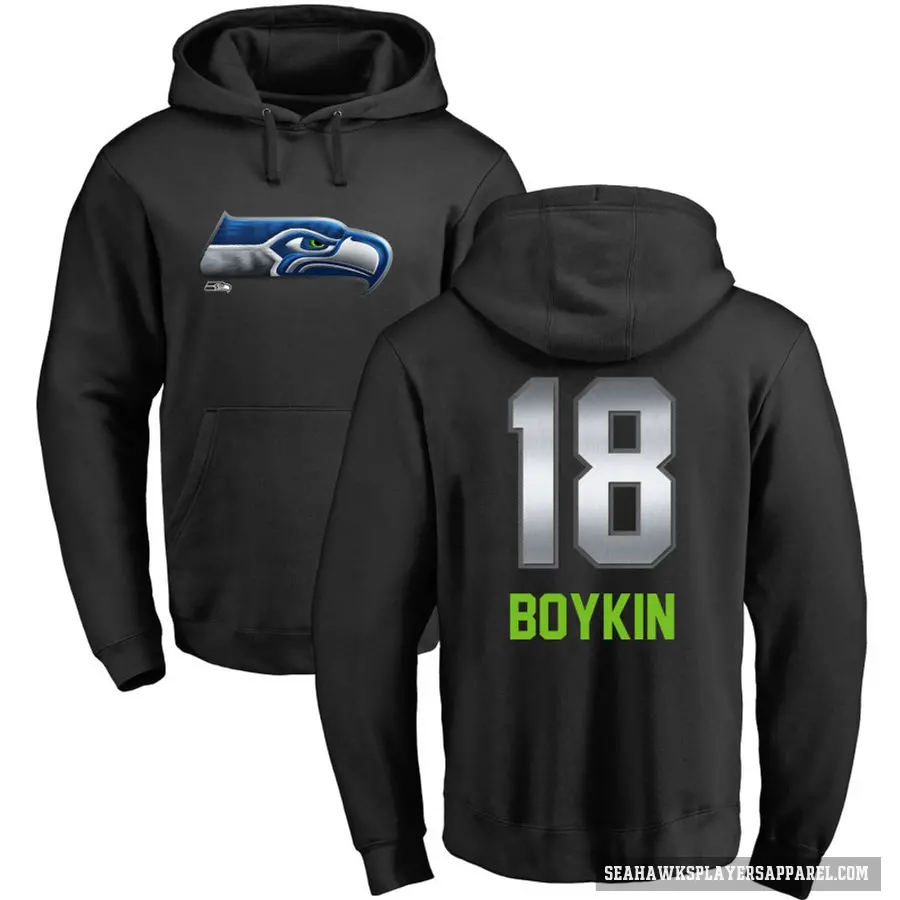 Youth ＃18 Lance Boykin Seattle Seahawks Black Midnight Mascot Pullover Hoodie