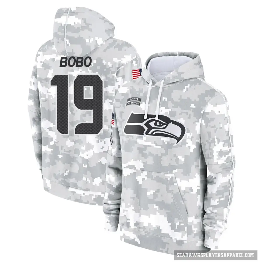 Youth ＃19 Jake Bobo Seattle Seahawks Arctic Camo 2024 Salute to Service Club Fleece Pullover Hoodie