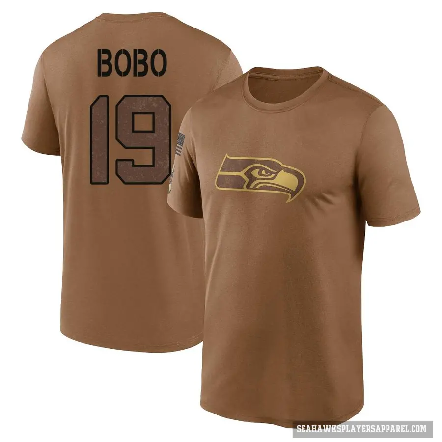 Youth ＃19 Jake Bobo Seattle Seahawks Brown 2023 Salute To Service Performance T-Shirt