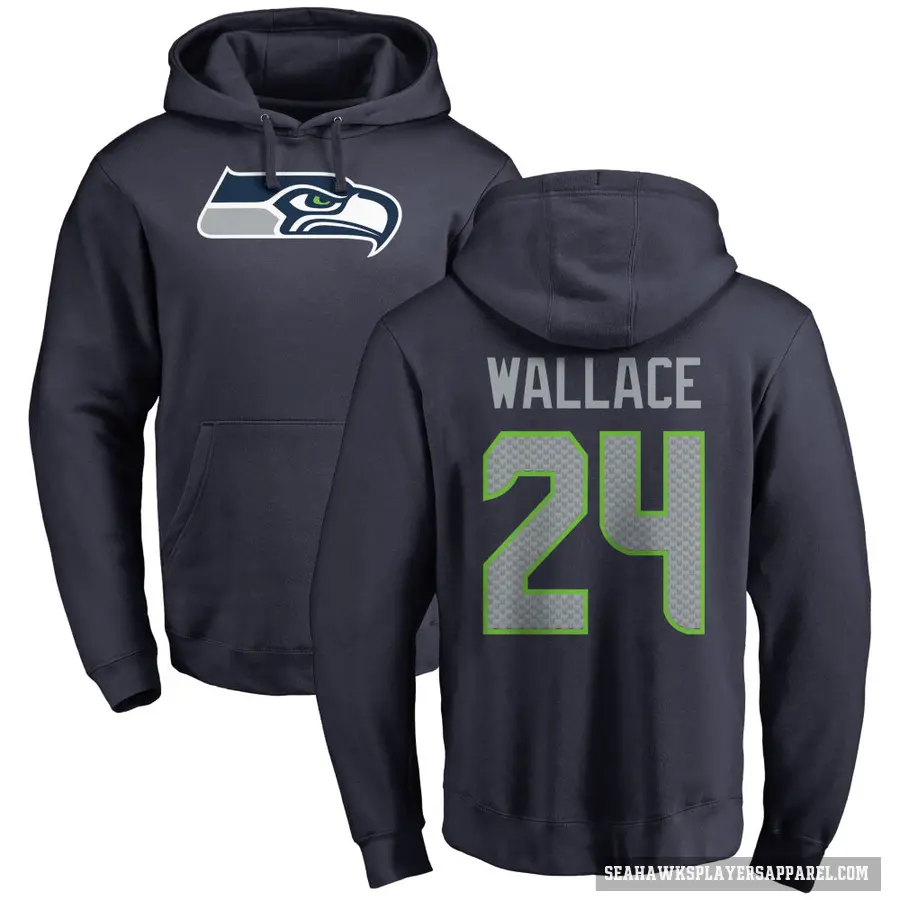 Youth ＃24 K'Von Wallace Seattle Seahawks Navy Pro Line Logo Pullover Hoodie