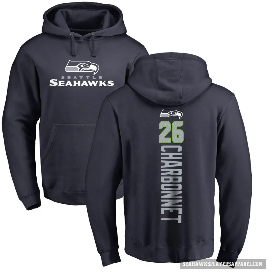 Youth ＃26 Zach Charbonnet Seattle Seahawks Navy Pro Line Backer Pullover Hoodie