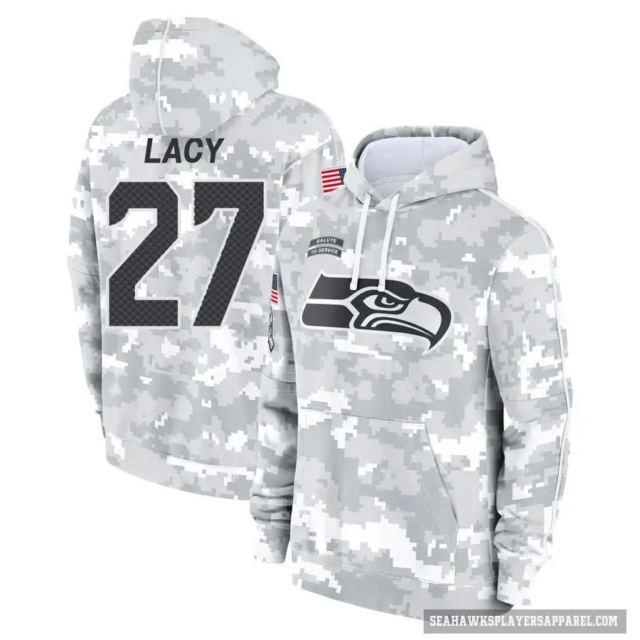 Youth ＃27 Eddie Lacy Seattle Seahawks Arctic Camo 2024 Salute to Service Club Fleece Pullover Hoodie