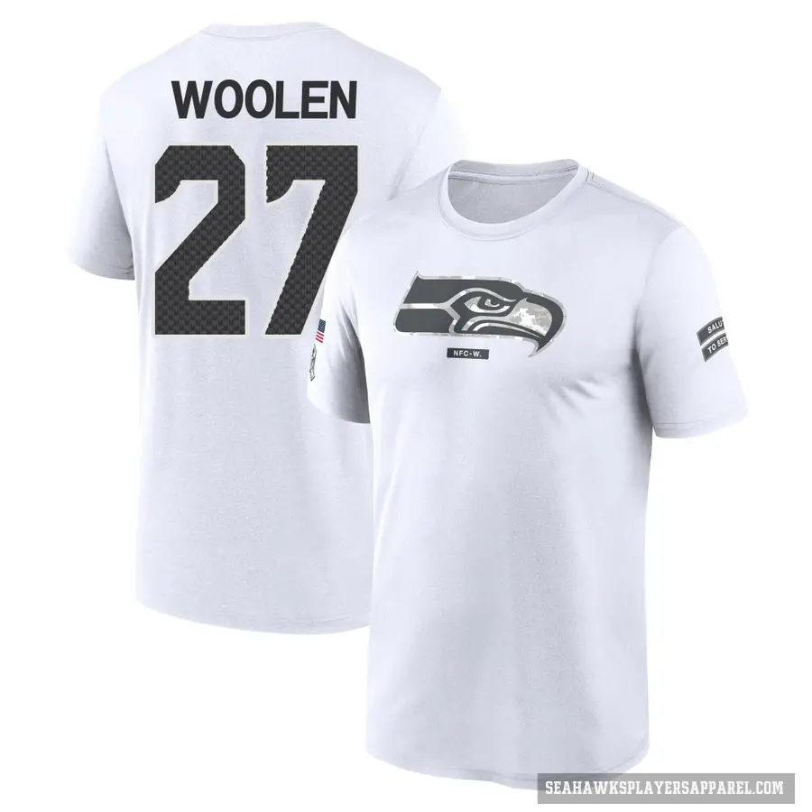 Youth ＃27 Riq Woolen Seattle Seahawks White 2024 Salute to Service Performance T-Shirt