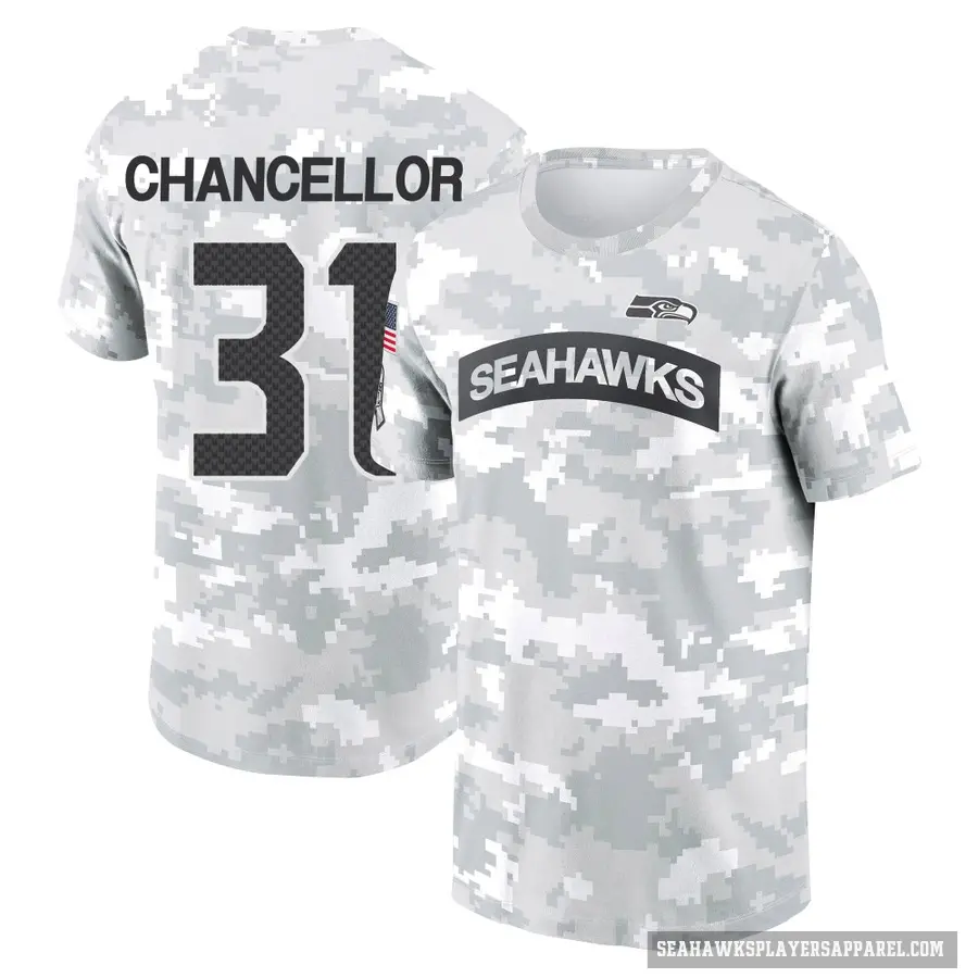 Youth ＃31 Kam Chancellor Seattle Seahawks Camo Arctic 2024 Salute to Service Performance T-Shirt