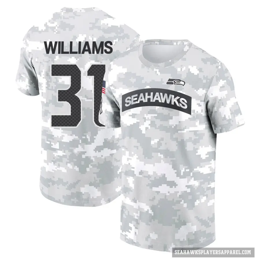 Youth ＃31 TaMerik Williams Seattle Seahawks Camo Arctic 2024 Salute to Service Performance T-Shirt