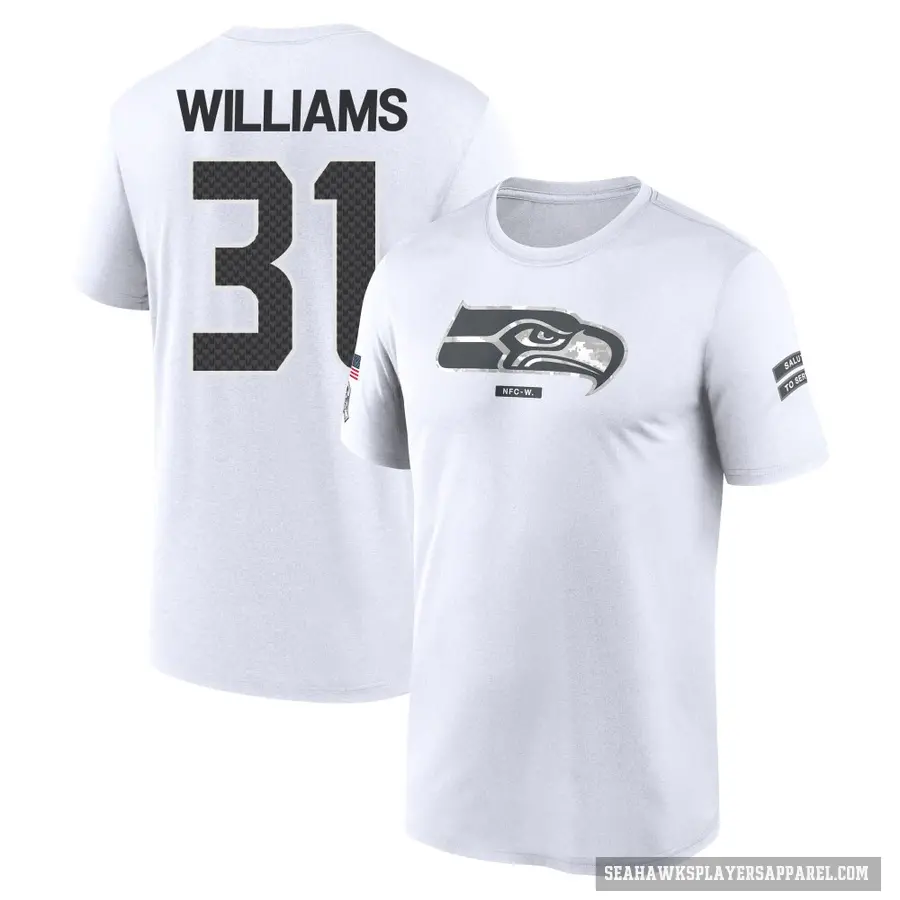 Youth ＃31 TaMerik Williams Seattle Seahawks White 2024 Salute to Service Performance T-Shirt
