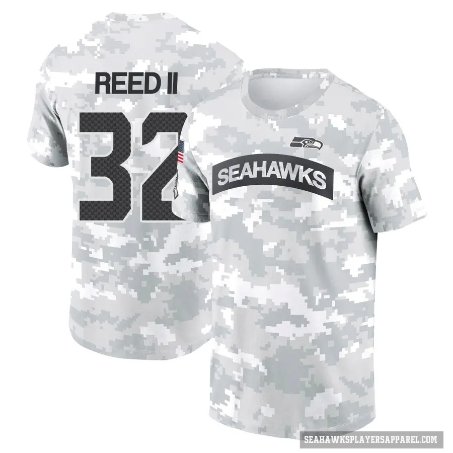 Youth ＃32 Jerrick Reed II Seattle Seahawks Camo Arctic 2024 Salute to Service Performance T-Shirt