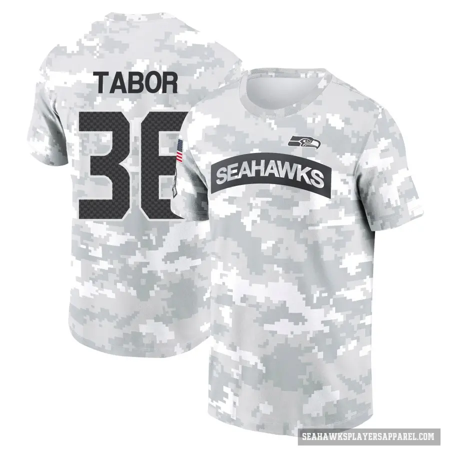 Youth ＃36 Teez Tabor Seattle Seahawks Camo Arctic 2024 Salute to Service Performance T-Shirt