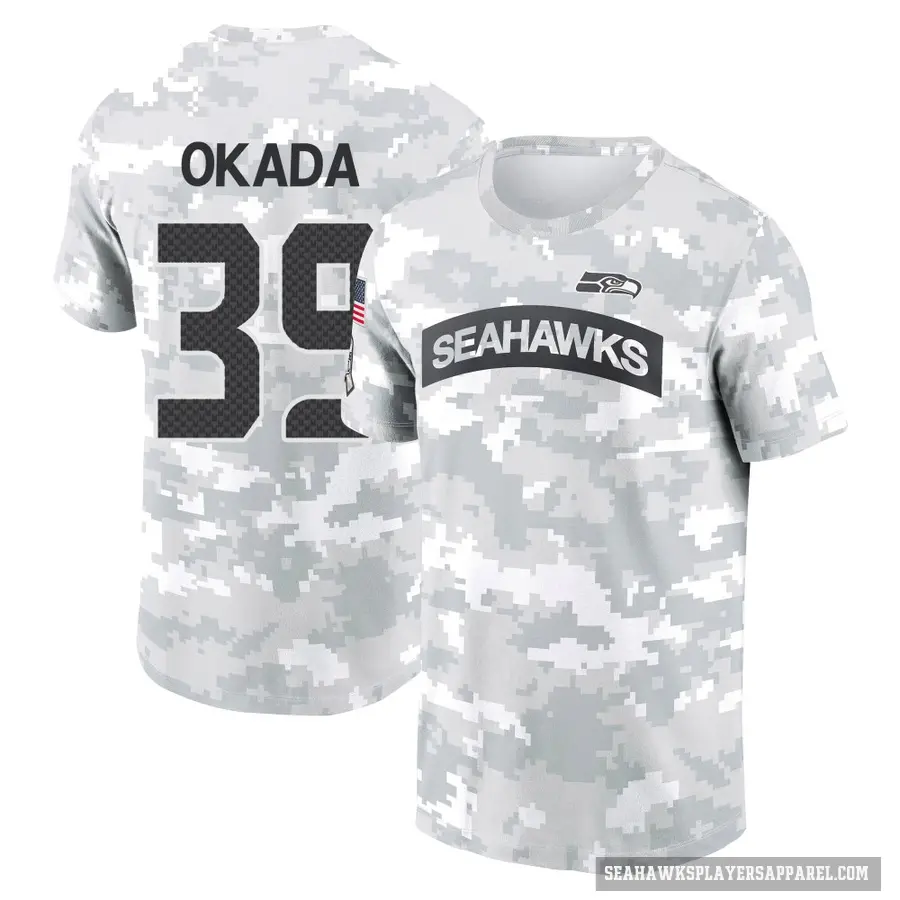 Youth ＃39 Ty Okada Seattle Seahawks Camo Arctic 2024 Salute to Service Performance T-Shirt