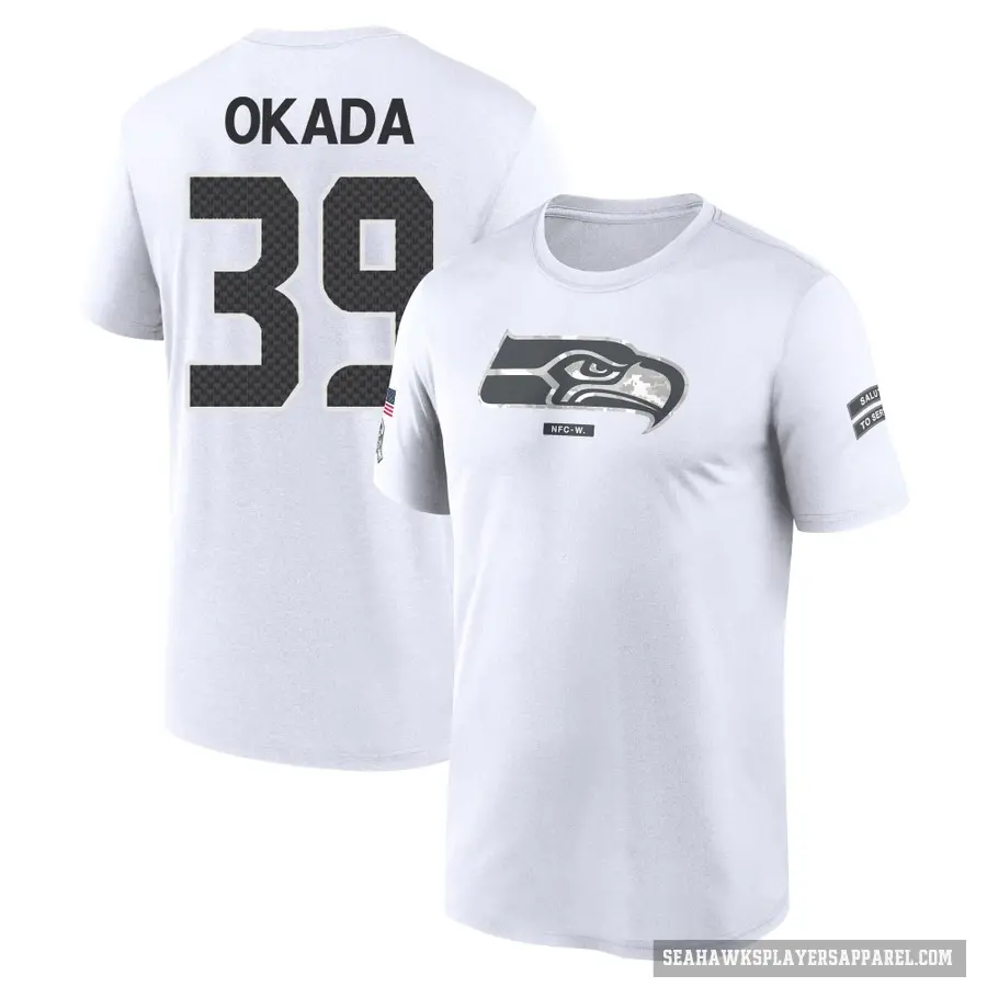Youth ＃39 Ty Okada Seattle Seahawks White 2024 Salute to Service Performance T-Shirt