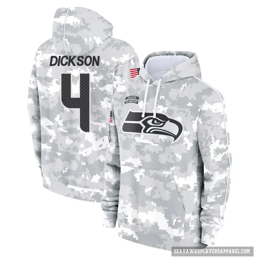 Youth ＃4 Michael Dickson Seattle Seahawks Arctic Camo 2024 Salute to Service Club Fleece Pullover Hoodie