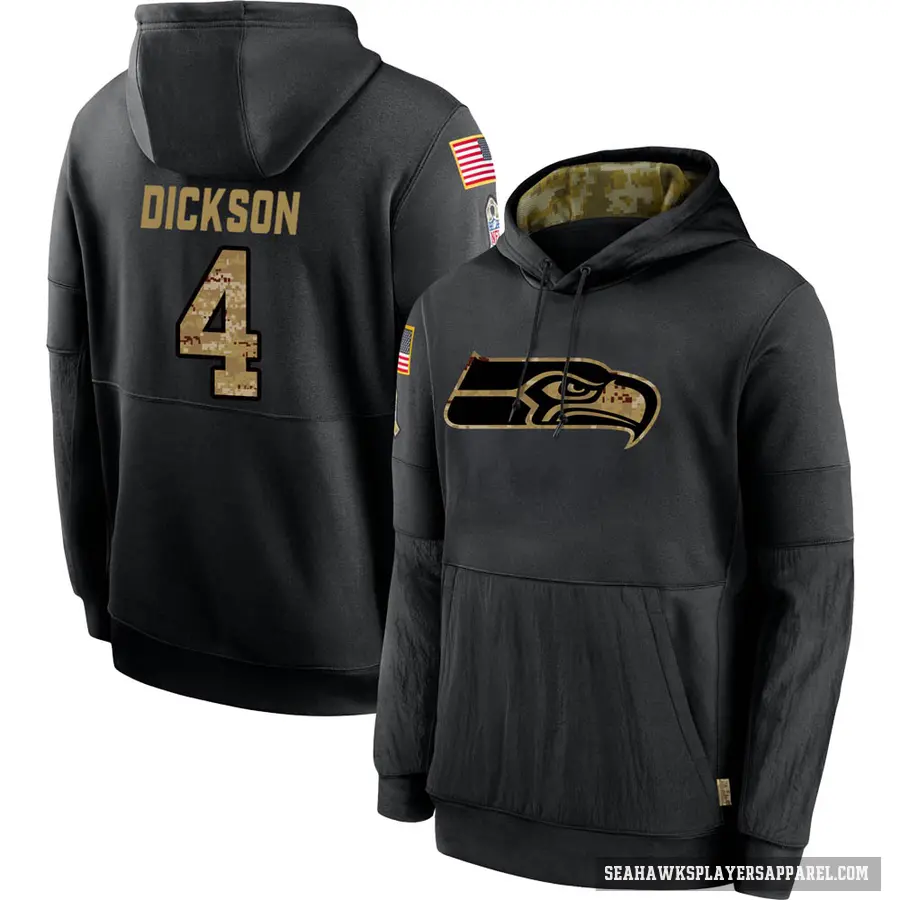 Youth ＃4 Michael Dickson Seattle Seahawks Black 2020 Salute to Service Sideline Performance Pullover Hoodie