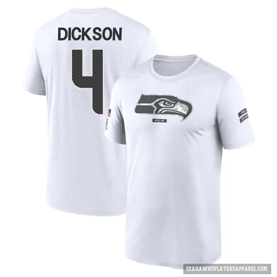 Youth ＃4 Michael Dickson Seattle Seahawks White 2024 Salute to Service Performance T-Shirt