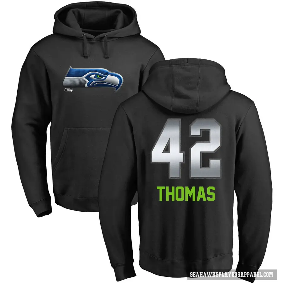 Youth ＃42 Drake Thomas Seattle Seahawks Black Midnight Mascot Pullover Hoodie