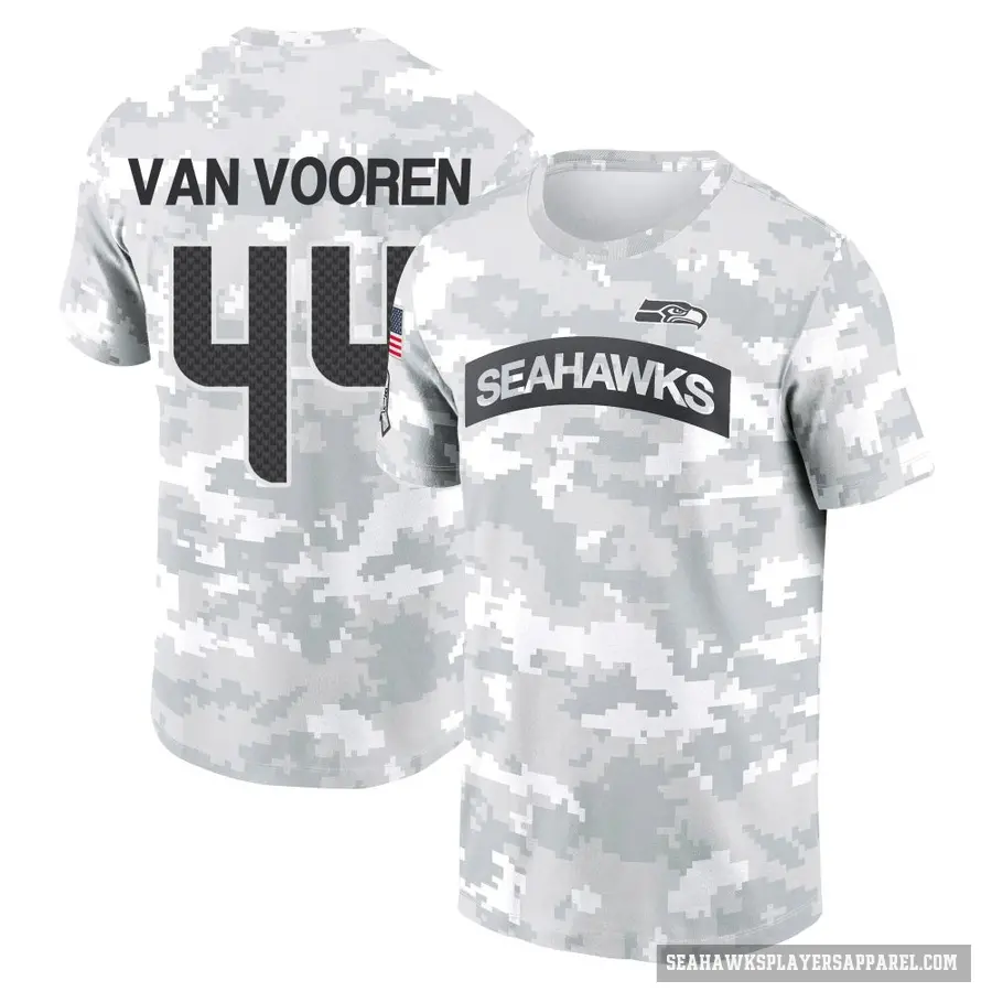 Youth ＃44 Mitch Van Vooren Seattle Seahawks Camo Arctic 2024 Salute to Service Performance T-Shirt