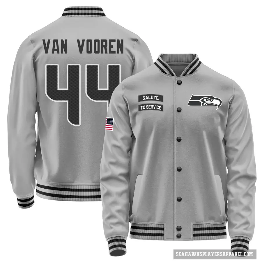 Youth ＃44 Mitch Van Vooren Seattle Seahawks Gray Salute to Service Performance Jacket