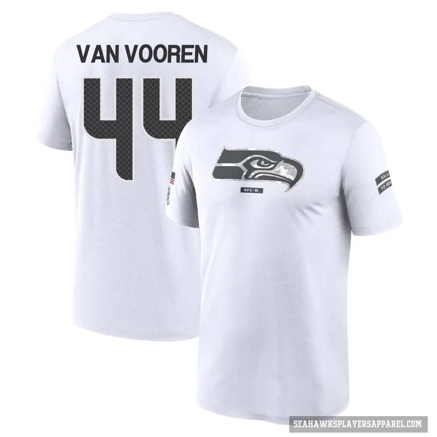 Youth ＃44 Mitch Van Vooren Seattle Seahawks White 2024 Salute to Service Performance T-Shirt