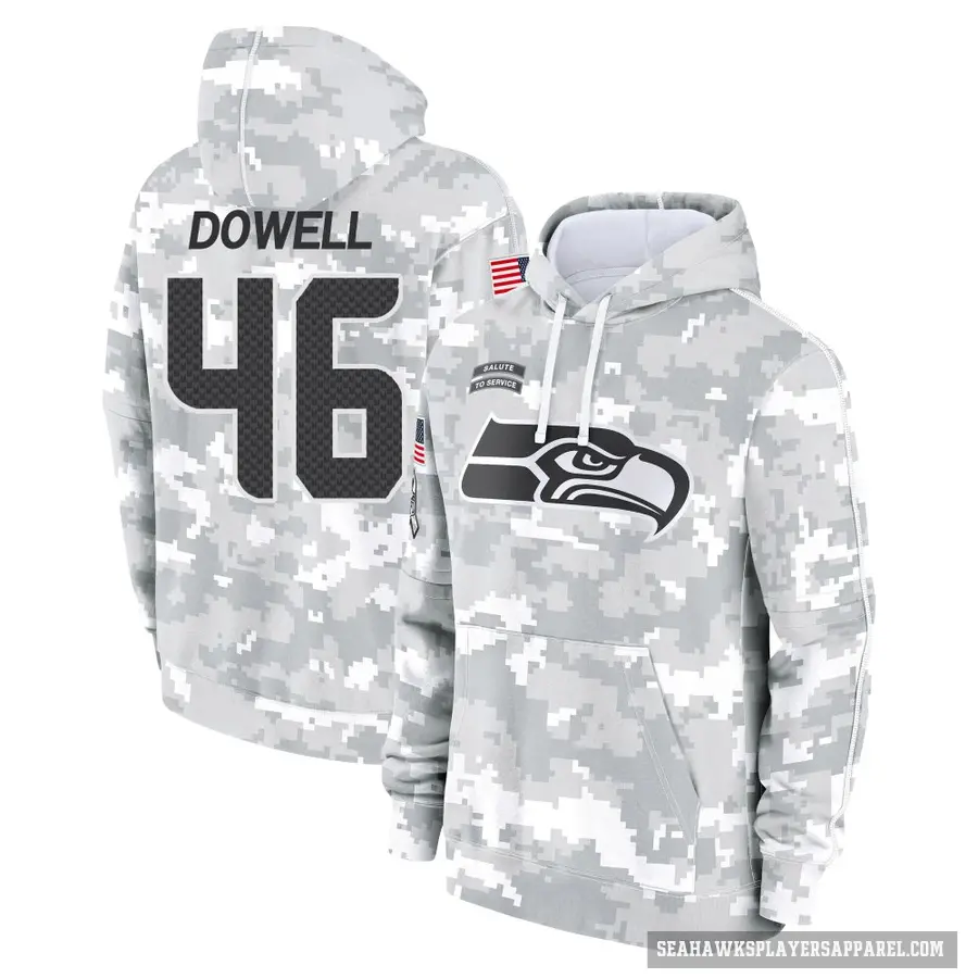 Youth ＃46 Michael Dowell Seattle Seahawks Arctic Camo 2024 Salute to Service Club Fleece Pullover Hoodie