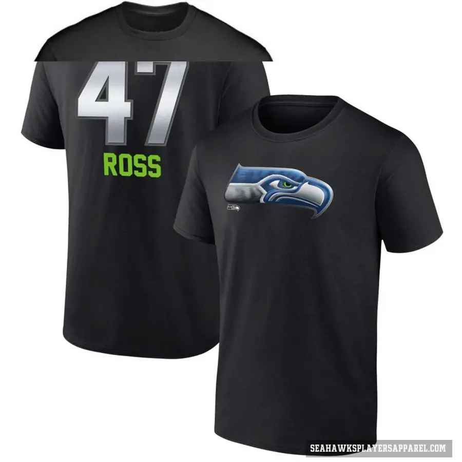 Youth ＃47 Josh Ross Seattle Seahawks Black Midnight Mascot T-Shirt