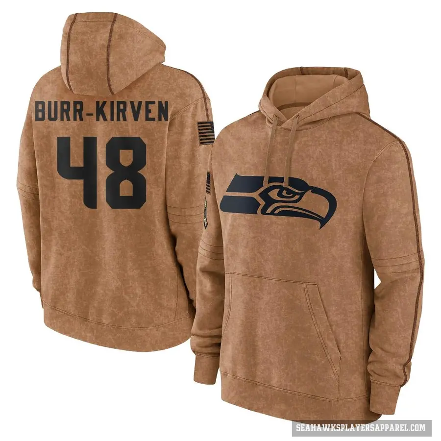 Youth ＃48 Ben Burr-Kirven Seattle Seahawks Brown 2023 Salute To Service Club Pullover Hoodie