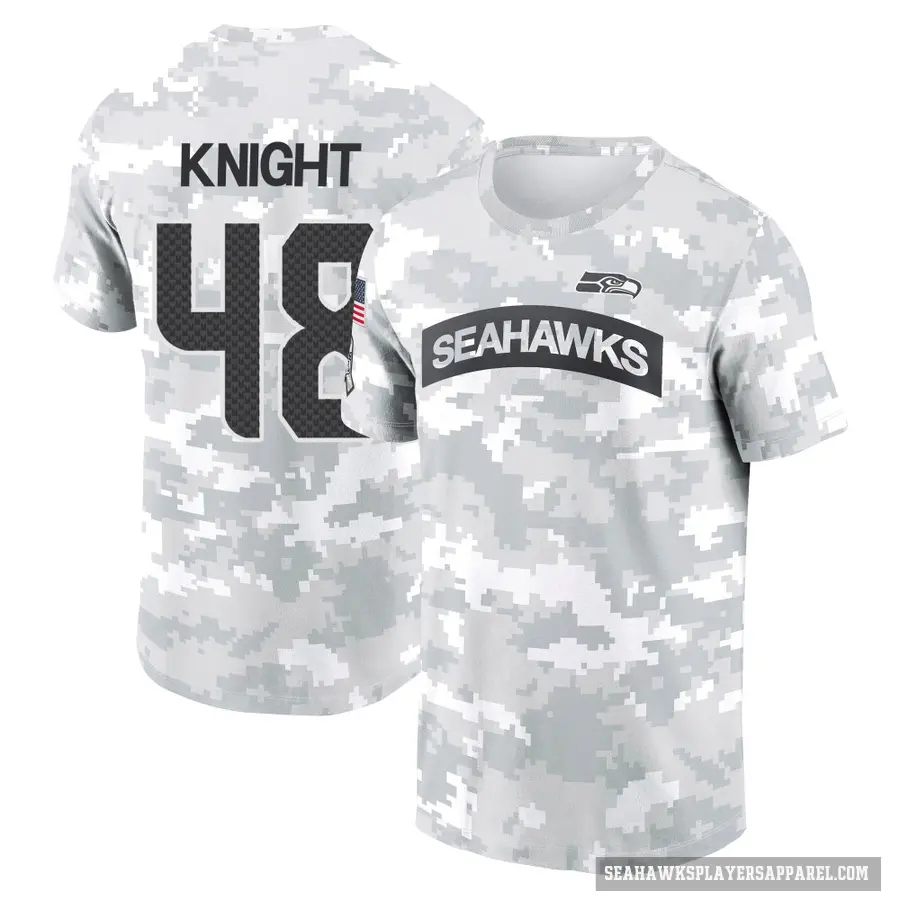 Youth ＃48 Tyrice Knight Seattle Seahawks Camo Arctic 2024 Salute to Service Performance T-Shirt