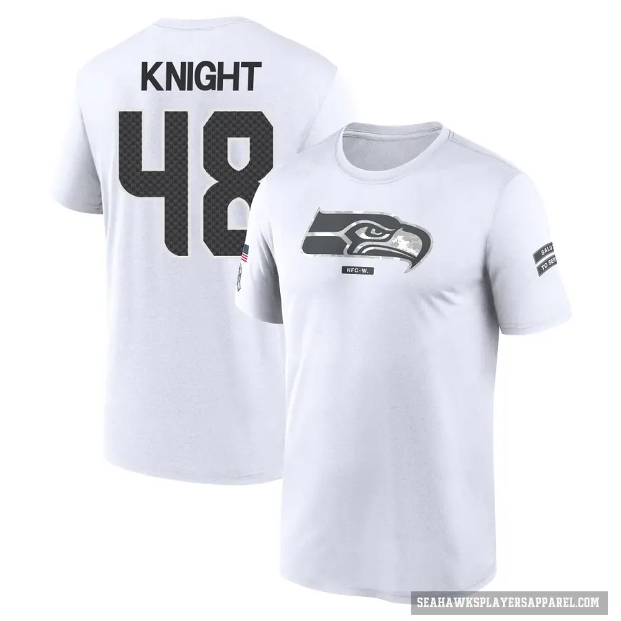 Youth ＃48 Tyrice Knight Seattle Seahawks White 2024 Salute to Service Performance T-Shirt