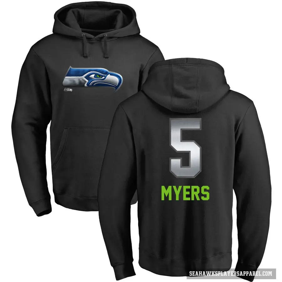 Youth ＃5 Jason Myers Seattle Seahawks Black Midnight Mascot Pullover Hoodie