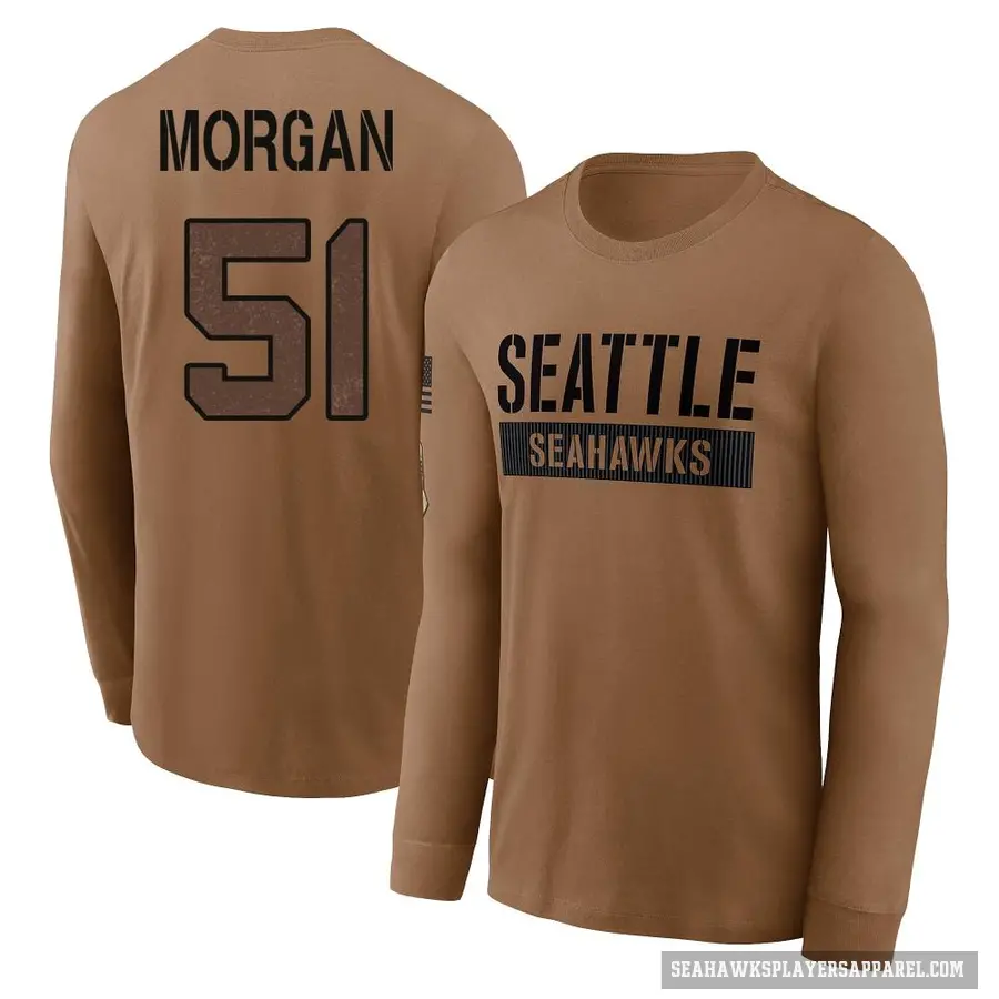 Youth ＃51 Mike Morgan Seattle Seahawks Brown 2023 Salute To Service Long Sleeve T-Shirt