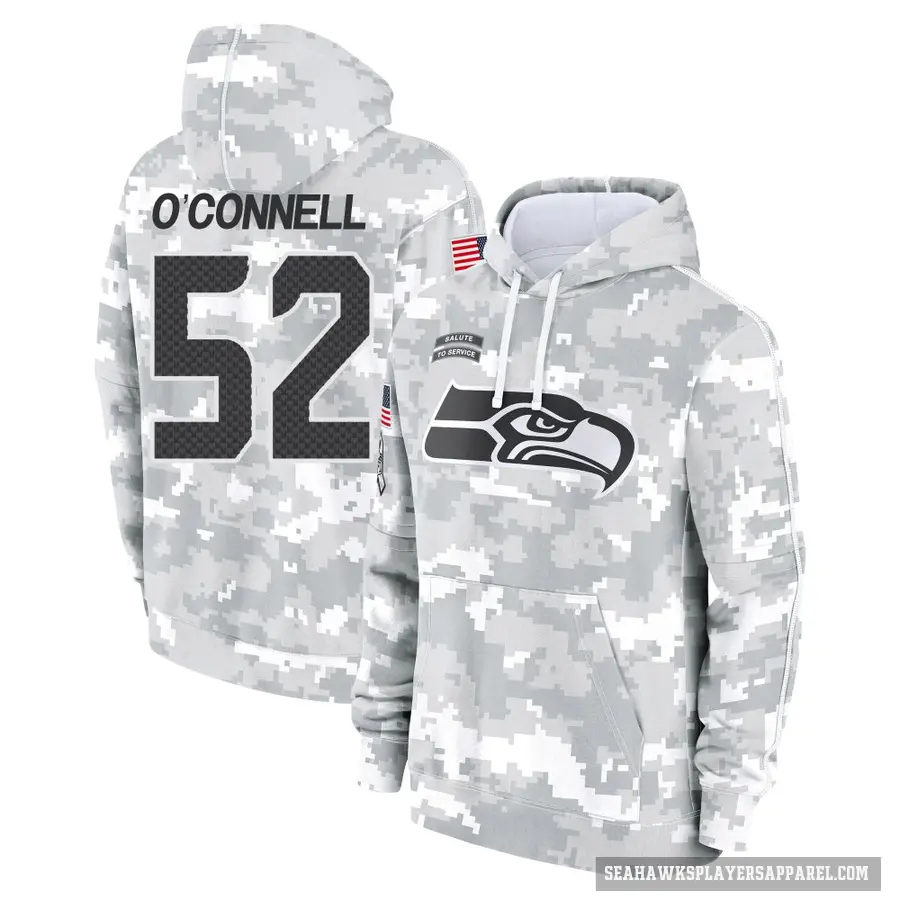 Youth ＃52 Patrick O'Connell Seattle Seahawks Arctic Camo 2024 Salute to Service Club Fleece Pullover Hoodie