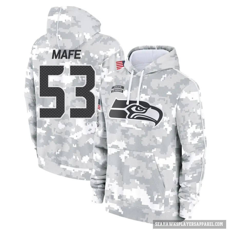 Youth ＃53 Boye Mafe Seattle Seahawks Arctic Camo 2024 Salute to Service Club Fleece Pullover Hoodie