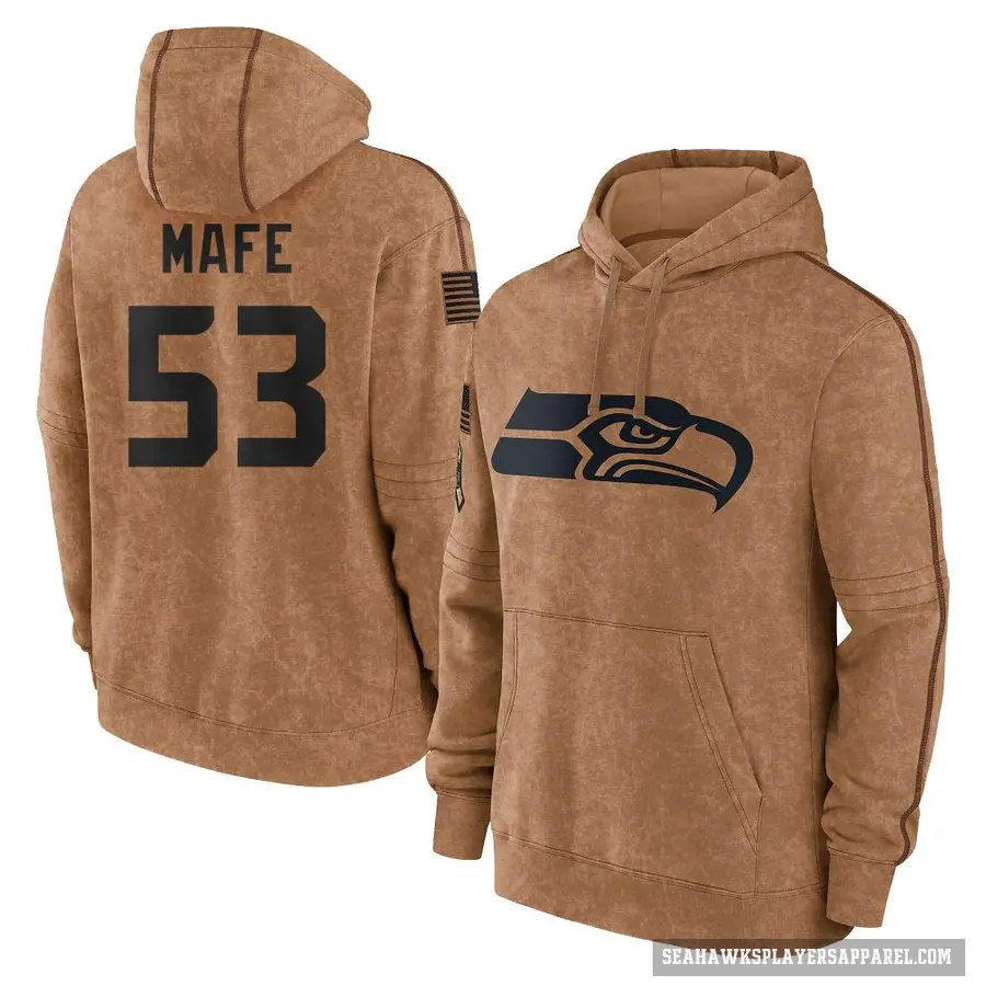 Youth ＃53 Boye Mafe Seattle Seahawks Brown 2023 Salute To Service Club Pullover Hoodie