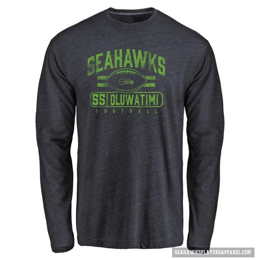 Youth ＃55 Olu Oluwatimi Seattle Seahawks Navy Flanker Long Sleeve T-Shirt