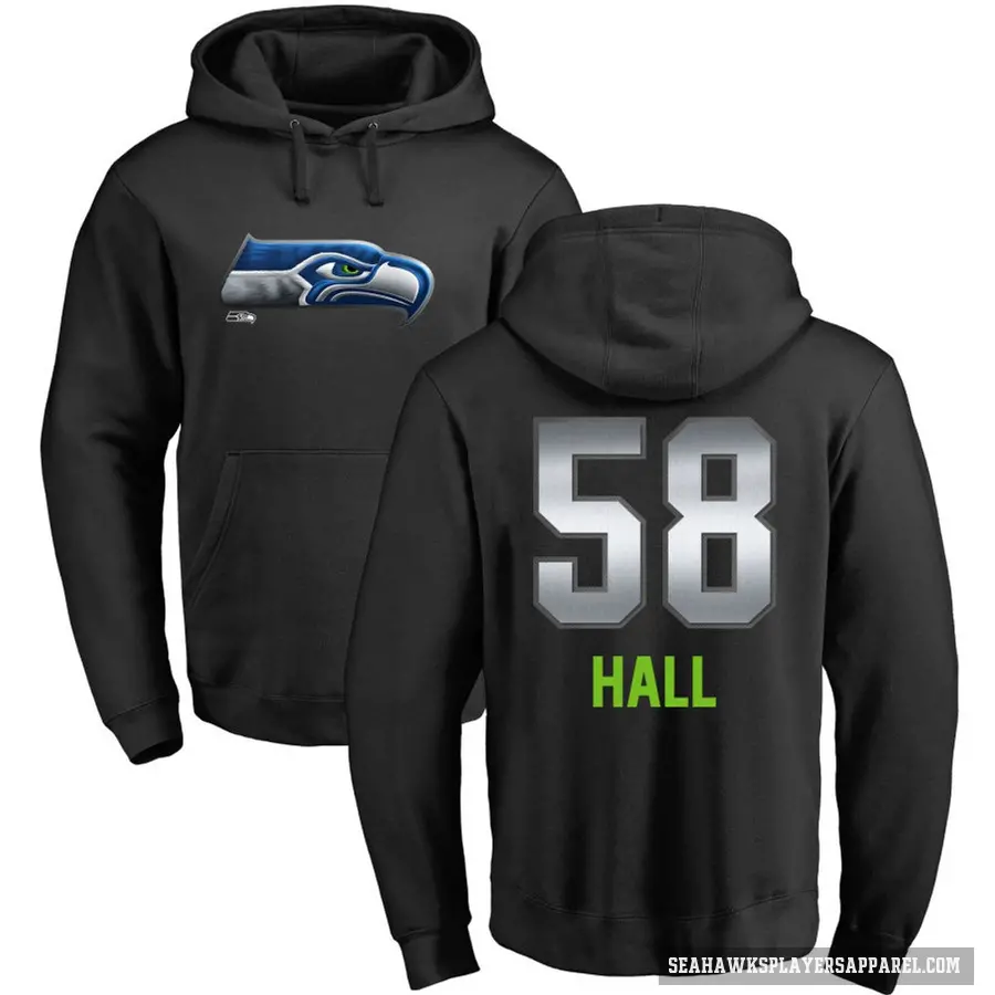 Youth ＃58 Derick Hall Seattle Seahawks Black Midnight Mascot Pullover Hoodie