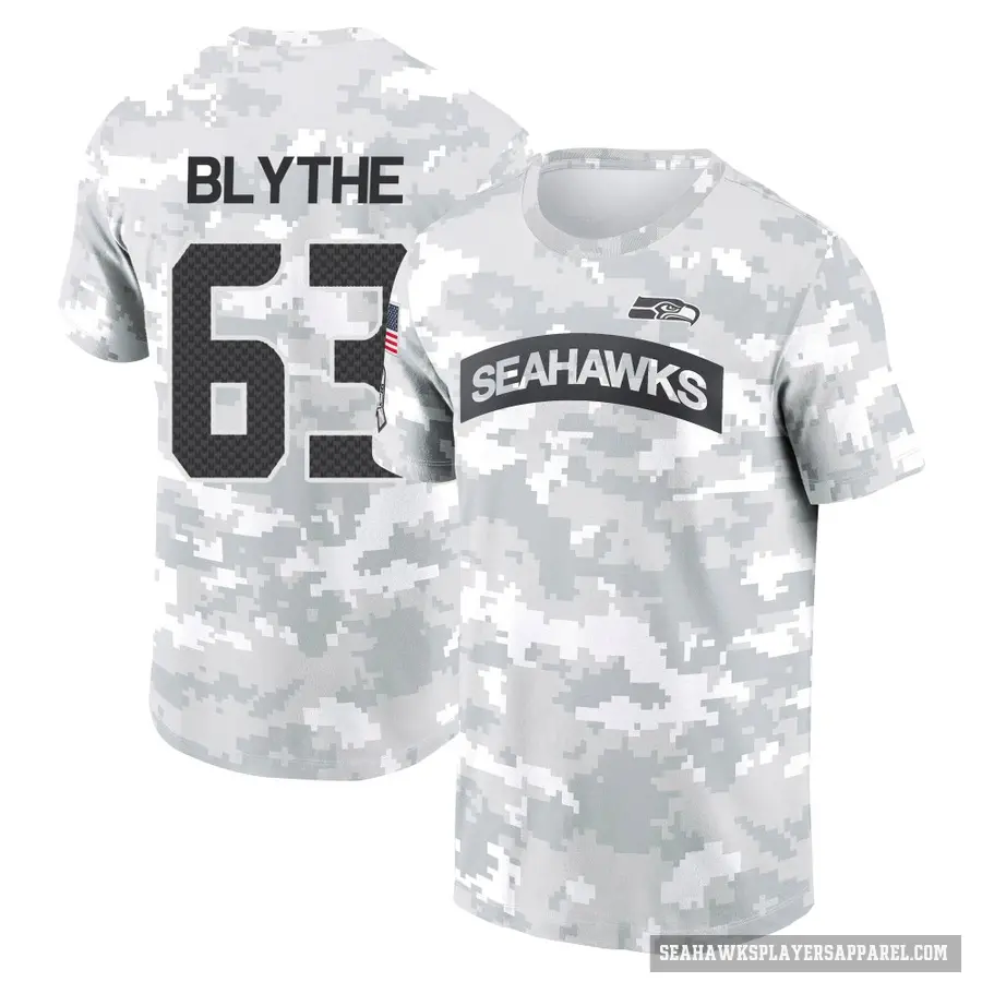 Youth ＃63 Austin Blythe Seattle Seahawks Camo Arctic 2024 Salute to Service Performance T-Shirt