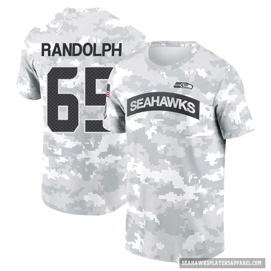 Youth ＃65 Kendall Randolph Seattle Seahawks Camo Arctic 2024 Salute to Service Performance T-Shirt
