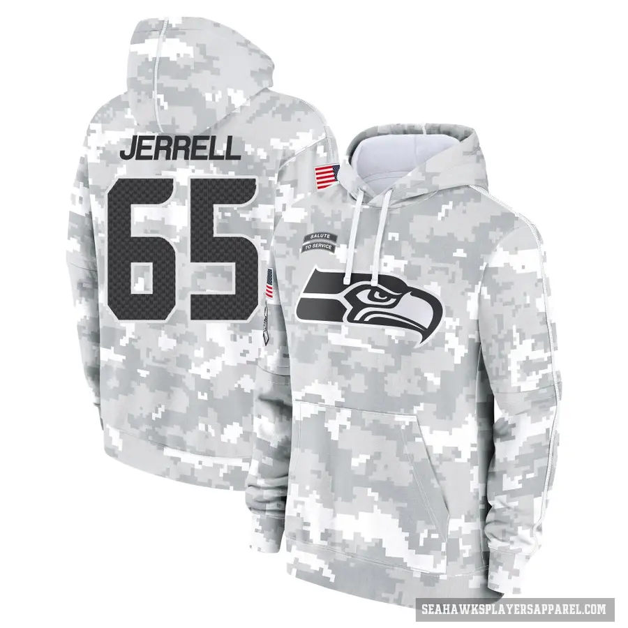Youth ＃65 Michael Jerrell Seattle Seahawks Arctic Camo 2024 Salute to Service Club Fleece Pullover Hoodie
