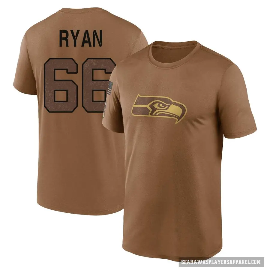 Youth ＃66 Liam Ryan Seattle Seahawks Brown 2023 Salute To Service Performance T-Shirt