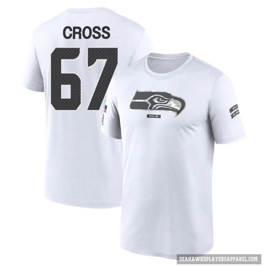 Youth ＃67 Charles Cross Seattle Seahawks White 2024 Salute to Service Performance T-Shirt