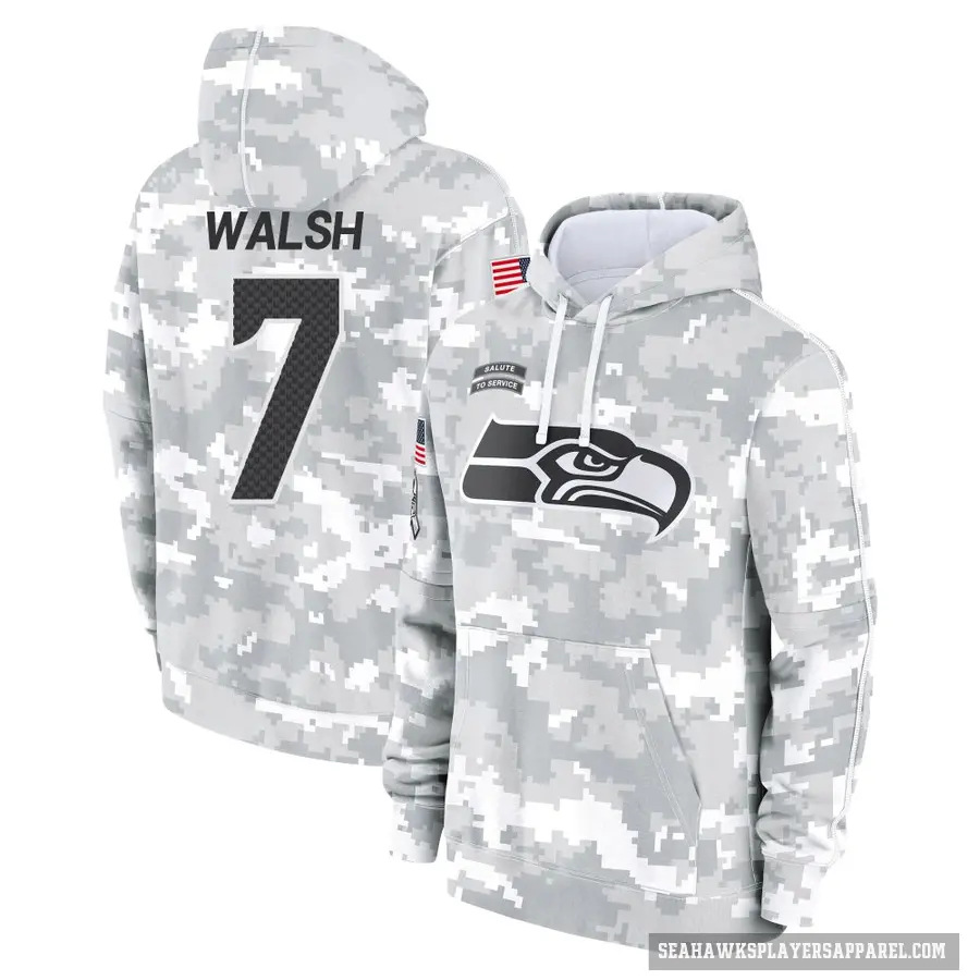Youth ＃7 Blair Walsh Seattle Seahawks Arctic Camo 2024 Salute to Service Club Fleece Pullover Hoodie