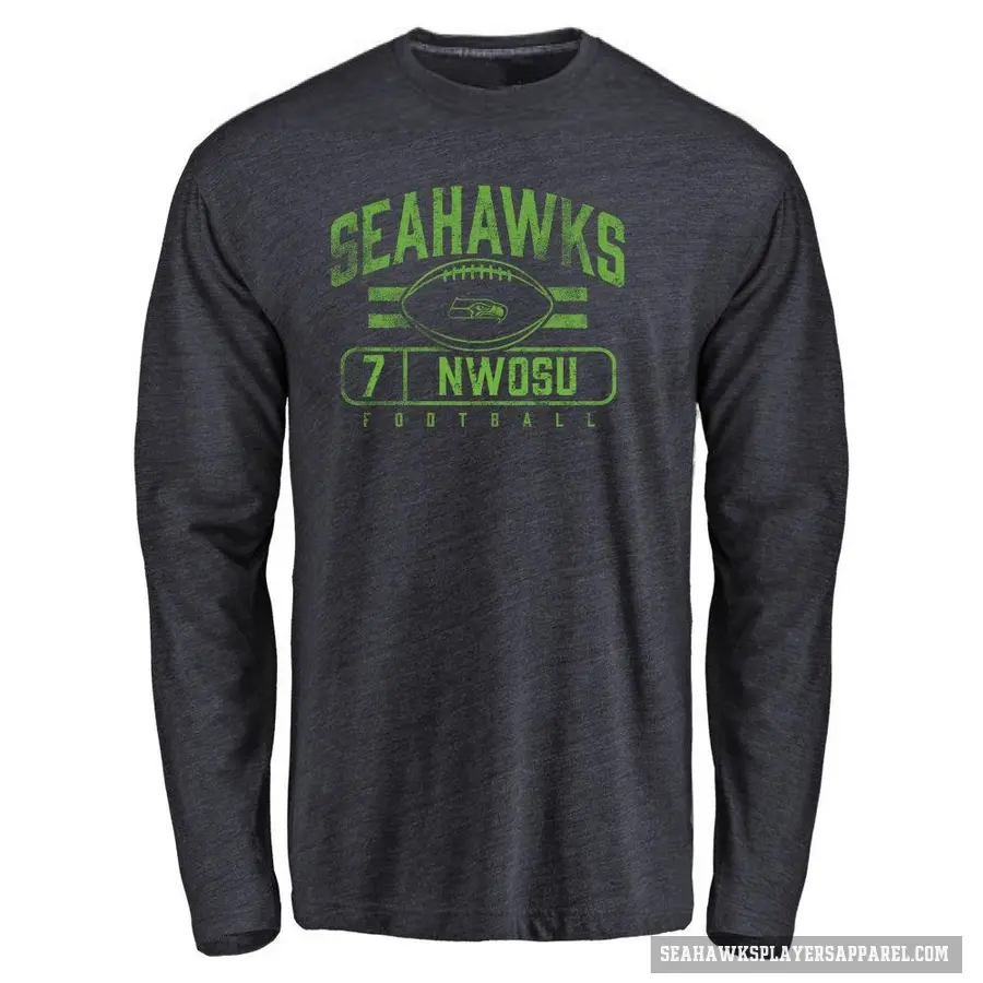 Youth ＃7 Uchenna Nwosu Seattle Seahawks Navy Flanker Long Sleeve T-Shirt