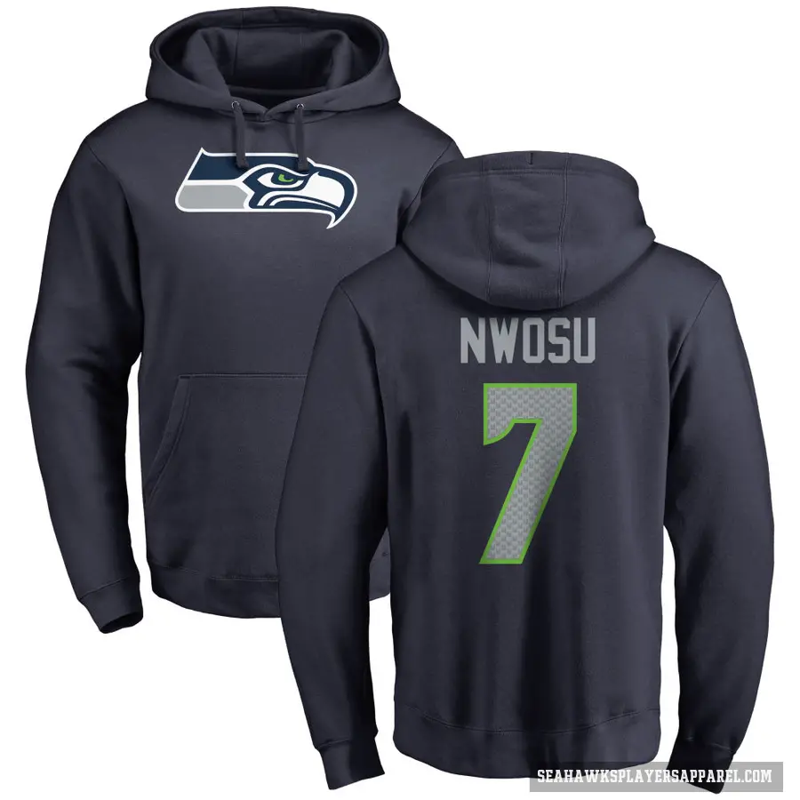 Youth ＃7 Uchenna Nwosu Seattle Seahawks Navy Pro Line Logo Pullover Hoodie