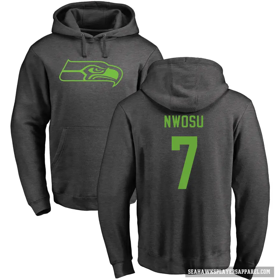 Youth ＃7 Uchenna Nwosu Seattle Seahawks Pro Line by Branded Ash One Color Pullover Hoodie
