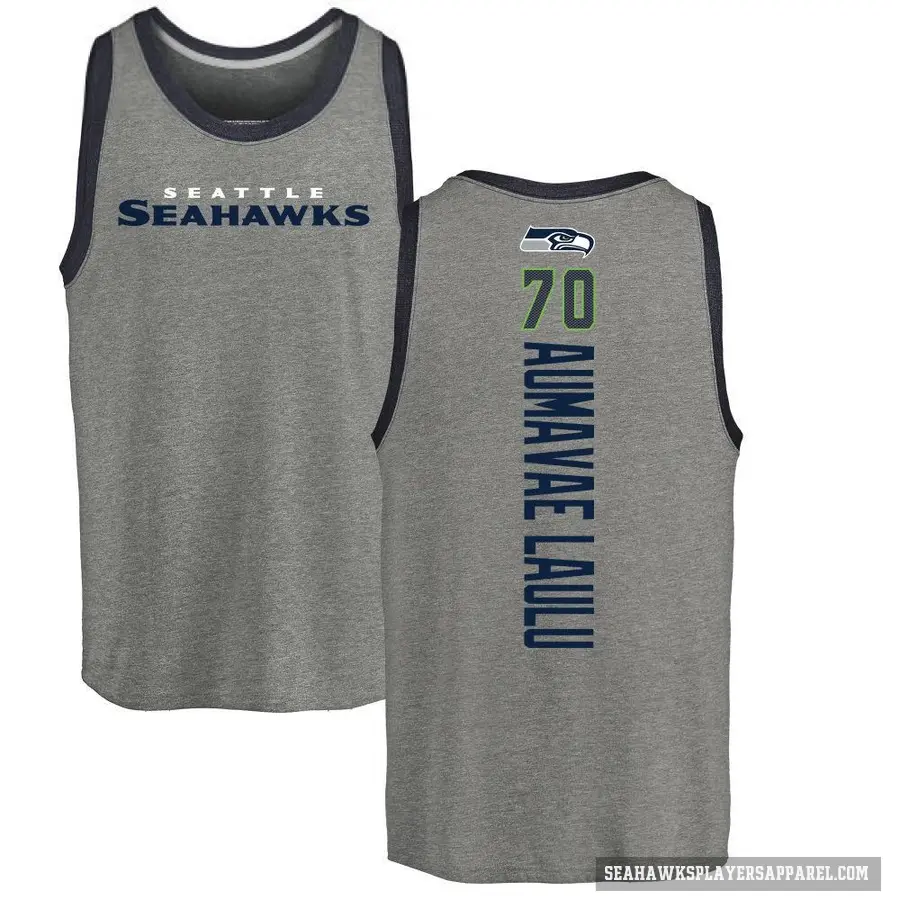 Youth ＃70 Malaesala Aumavae-Laulu Seattle Seahawks Ash Backer Tank Top
