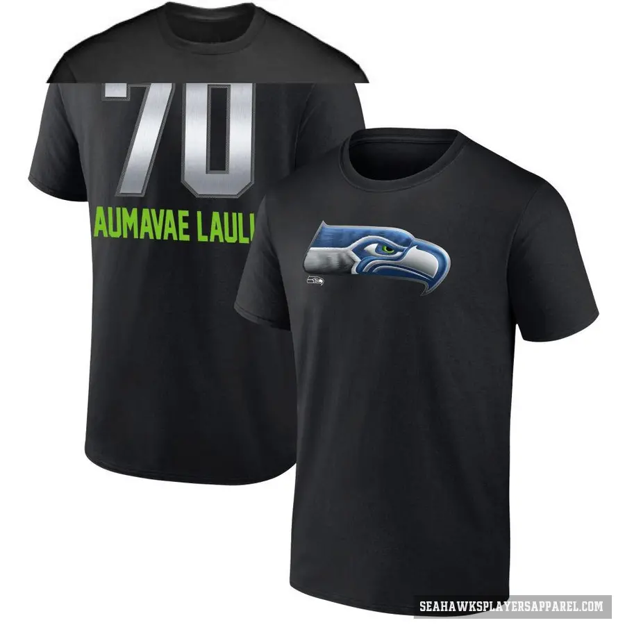 Youth ＃70 Malaesala Aumavae-Laulu Seattle Seahawks Black Midnight Mascot T-Shirt