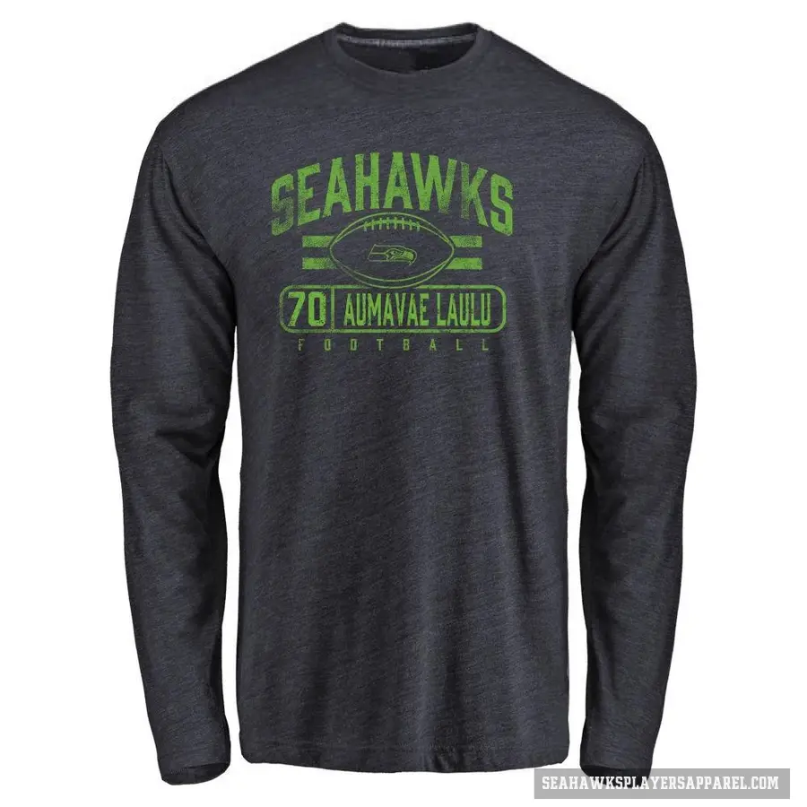 Youth ＃70 Malaesala Aumavae-Laulu Seattle Seahawks Navy Flanker Long Sleeve T-Shirt